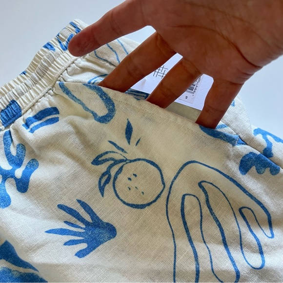 Lucky Brand The Beach Linen Short Blue Coral Print Pants Size S NWT - Picture 11 of 12